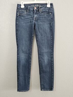 American Eagle Skinny Strech Dark Wash Jeans Womens 4 Short Low-Rise